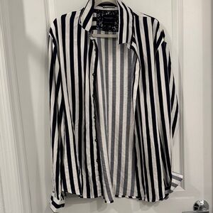 Navy and White Striped Shirt
